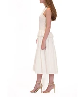 Julia Jordan Crochet Top Sleeveless Mixed Media Fit & Flare Midi Dress