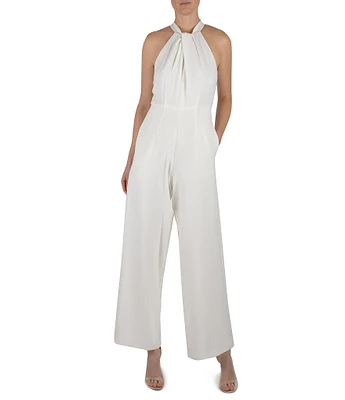 Julia Jordan Halter Twist Neck Sleeveless Pocketed Jumpsuit