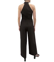 Julia Jordan Stretch Criss Cross Halter Neckline Sleeveless Jumpsuit