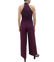 Julia Jordan Stretch Criss Cross Halter Neckline Sleeveless Jumpsuit