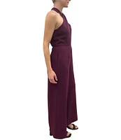 Julia Jordan Stretch Criss Cross Halter Neckline Sleeveless Jumpsuit