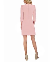 Julia Jordan Stretch V-Neck 3/4 Sleeve Knot Waist Sheath Dress