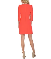 Julia Jordan Stretch V-Neck 3/4 Sleeve Knot Waist Sheath Dress