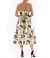 Julia Jordan Sweetheart Neck Floral Jacquard Fit & Flare Midi Dress