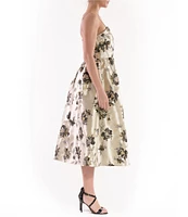 Julia Jordan Sweetheart Neck Floral Jacquard Fit & Flare Midi Dress