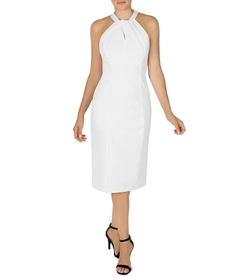 Julia Jordan Twist Halter Neck Sleeveless Stretch Crepe Sheath Dress