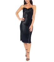 Jump Cowl Neck Sleeveless Strap Detail Satin Midi Dress