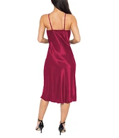 Jump Cowl Neck Sleeveless Strap Detail Satin Midi Dress