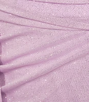 Jump Glitter Embellished Bust Sweetheart Neck Spaghetti Strap Sash Side Slit Gown