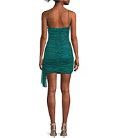 Jump Glitter Square Neck Spaghetti Strap Ruched Dress