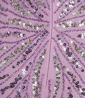 Jump Illusion Beaded Detail V-Neck Spaghetti Strap Side Slit Gown