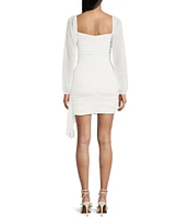 Jump Long Sleeve Square Neck Ruched Drape Detail Dress