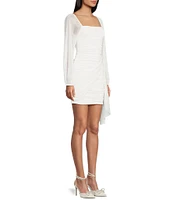 Jump Long Sleeve Square Neck Ruched Drape Detail Dress