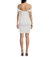 Jump Off-The-Shoulder Ruched Bodycon Dress