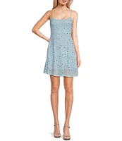 Jump Rhinestone Scoop Neck Spaghetti Strap A-Line Dress
