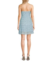 Jump Rhinestone Scoop Neck Spaghetti Strap A-Line Dress