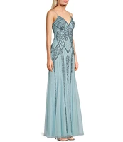 Jump V-Neck Sleeveless Beaded Long Dress