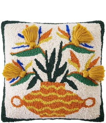 Jungalow Strelitzia Hooked Wool Tassel Pillow