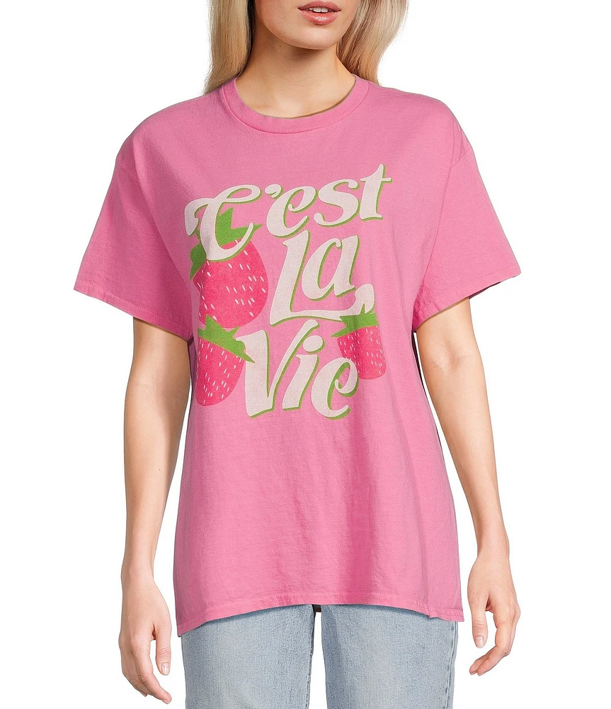 Junk Food Hot Pink Oversized Crewneck T-Shirt
