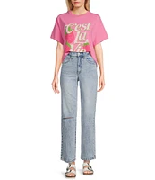 Junk Food Hot Pink Oversized Crewneck T-Shirt