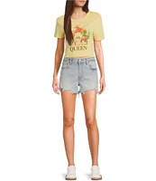 Junk Food Queen Short Sleeve Fitted Cropped Baby T-Shirt