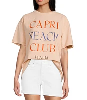 Junk Food Short Sleeve Crew Neck Oversized Capri Beach Club Graphic T-Shirt