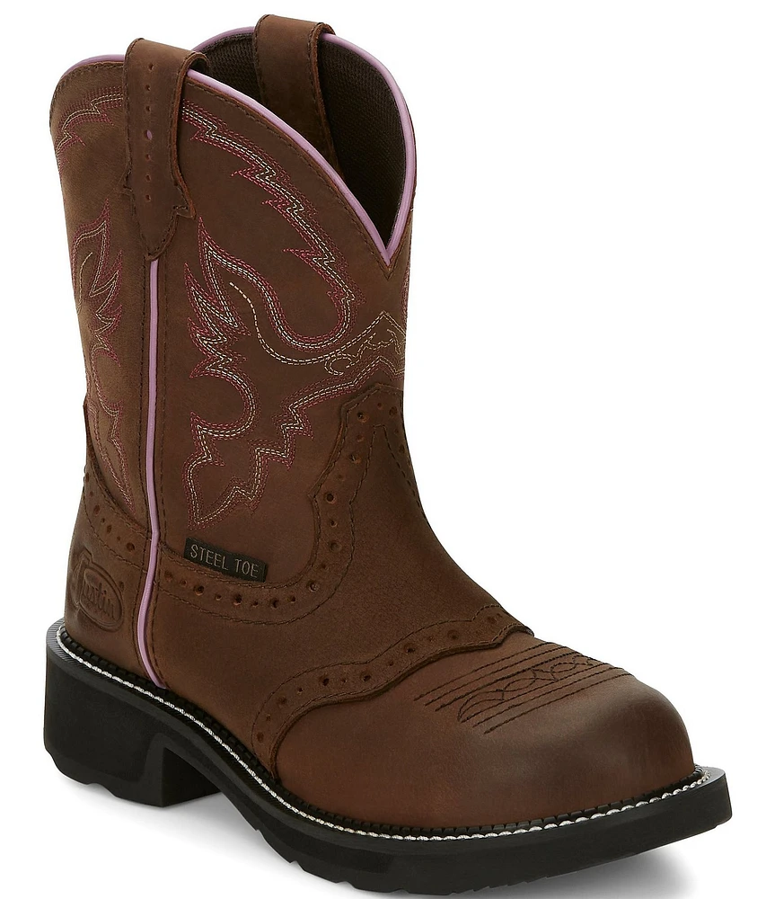 Justin Boots Wanette Leather Steel Toe Western Boots