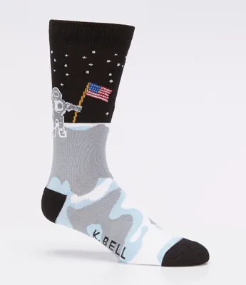 K. Bell Novelty Man On The Moon Crew Socks