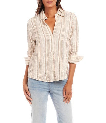 Karen Kane 3/4 Sleeve Gold Metallic Stripe Blouse