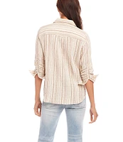 Karen Kane 3/4 Sleeve Gold Metallic Stripe Blouse