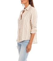 Karen Kane 3/4 Sleeve Gold Metallic Stripe Blouse