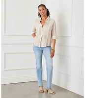 Karen Kane 3/4 Sleeve Gold Metallic Stripe Blouse