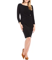 Karen Kane Amy Boat Neck 3/4 Sleeve Wrinkle-Resistant Sheath Dress
