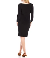 Karen Kane Amy Boat Neck 3/4 Sleeve Wrinkle-Resistant Sheath Dress