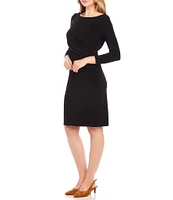 Karen Kane Amy Boat Neck 3/4 Sleeve Wrinkle-Resistant Sheath Dress