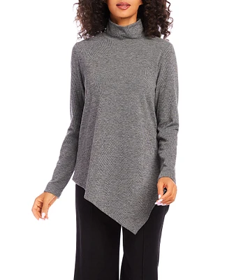 Karen Kane Asymmetrical Stretch Turtleneck Long Sleeve Top