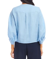 Karen Kane Blouson Sleeve Linen Tie-Front Top