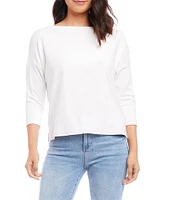 Karen Kane Boat Neck 3/4 Sleeve Organic Cotton Top