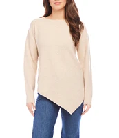 Karen Kane Boat Neckline Long Sleeve Asymmetrical Hemline Top