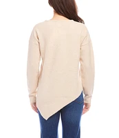 Karen Kane Boat Neckline Long Sleeve Asymmetrical Hemline Top