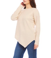 Karen Kane Boat Neckline Long Sleeve Asymmetrical Hemline Top