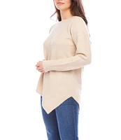 Karen Kane Boat Neckline Long Sleeve Asymmetrical Hemline Top