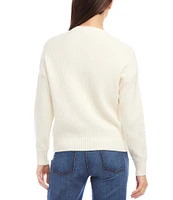 Karen Kane Cable Knit Crew Neck Long Sleeve Sweater