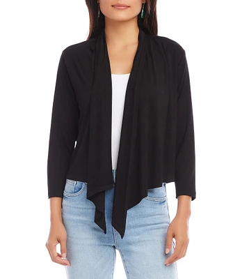 Karen Kane Calli Shawl Collar Bracelet Length Sleeve Asymmetrical Hem Drape Open-Front Cardigan