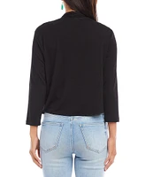 Karen Kane Calli Shawl Collar Bracelet Length Sleeve Asymmetrical Hem Drape Open-Front Cardigan