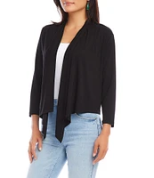 Karen Kane Calli Shawl Collar Bracelet Length Sleeve Asymmetrical Hem Drape Open-Front Cardigan