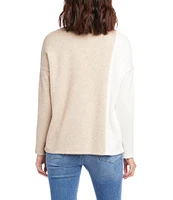 Karen Kane Color Block Funnel Neckline Long Sleeve Sweater