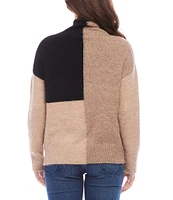 Karen Kane Color Block Cowl Neck Long Sleeve Sweater