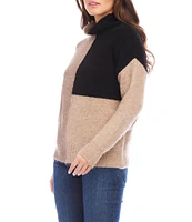 Karen Kane Color Block Cowl Neck Long Sleeve Sweater