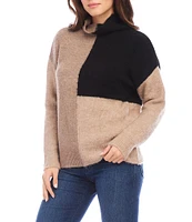 Karen Kane Color Block Cowl Neck Long Sleeve Sweater